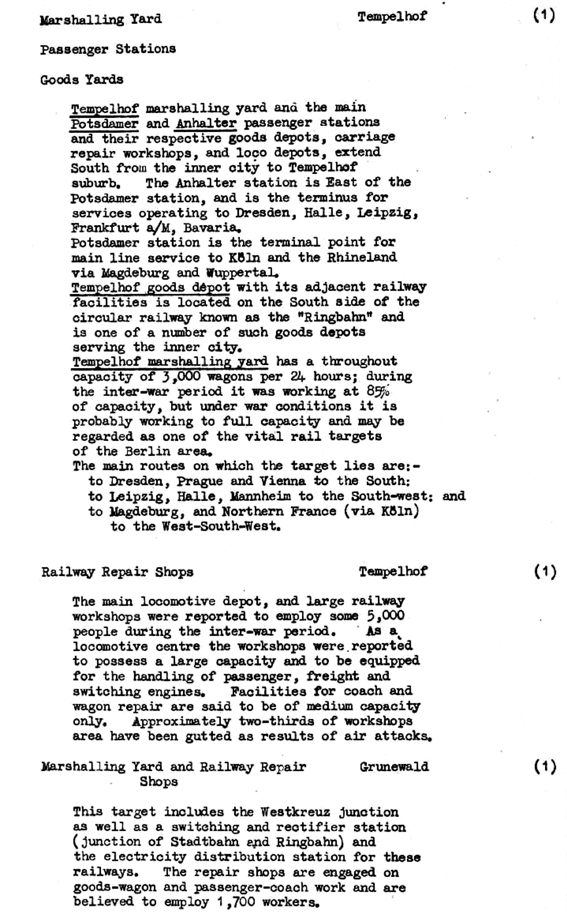Die Ziele der alliierten Luftangriffe in Berlin im Zeiten Weltkrieg im Bomber's Baedeker - Originaldokument Seite 33a
