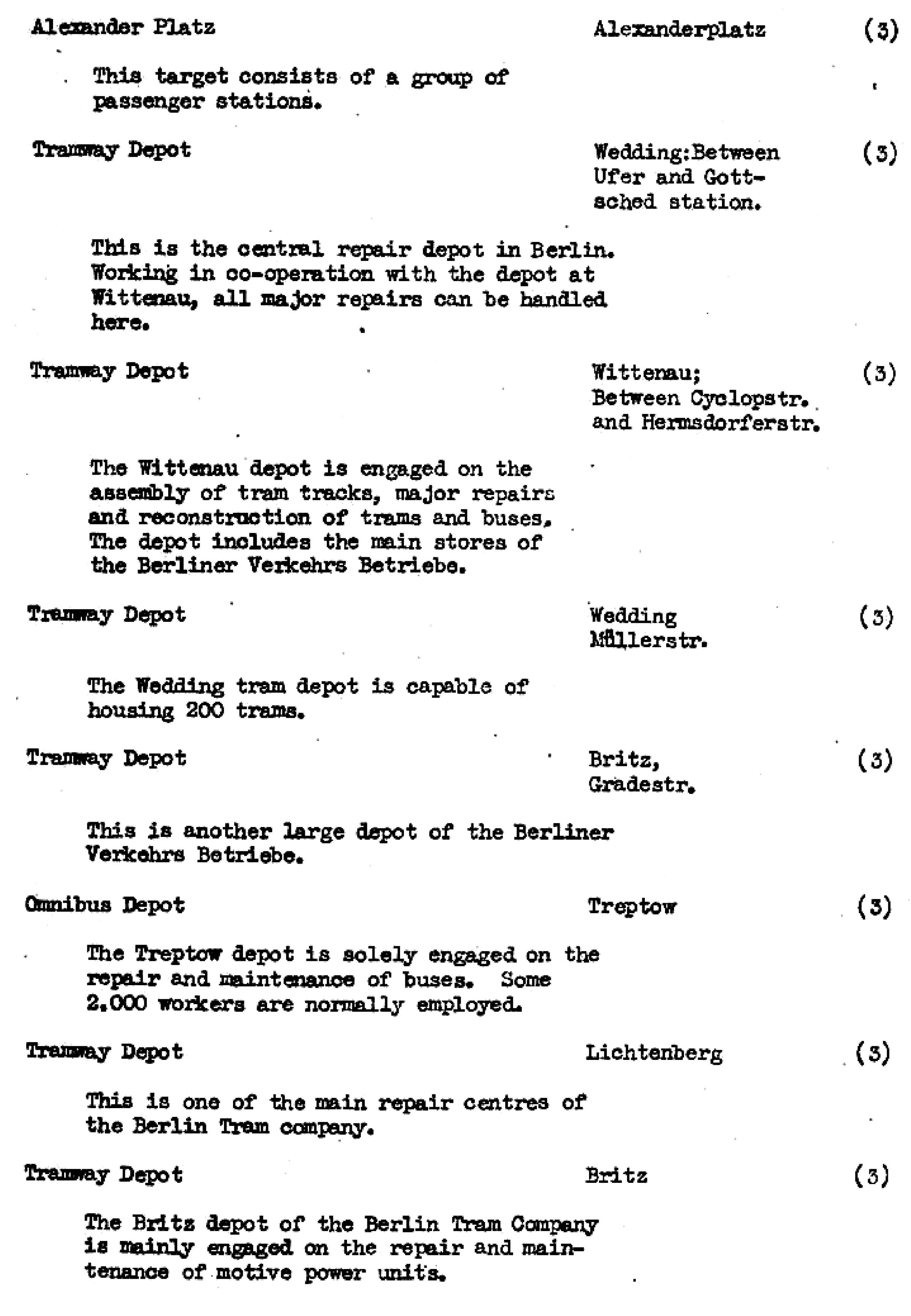 Die Ziele der alliierten Luftangriffe in Berlin im Zeiten Weltkrieg im Bomber's Baedeker - Originaldokument Seite 33d