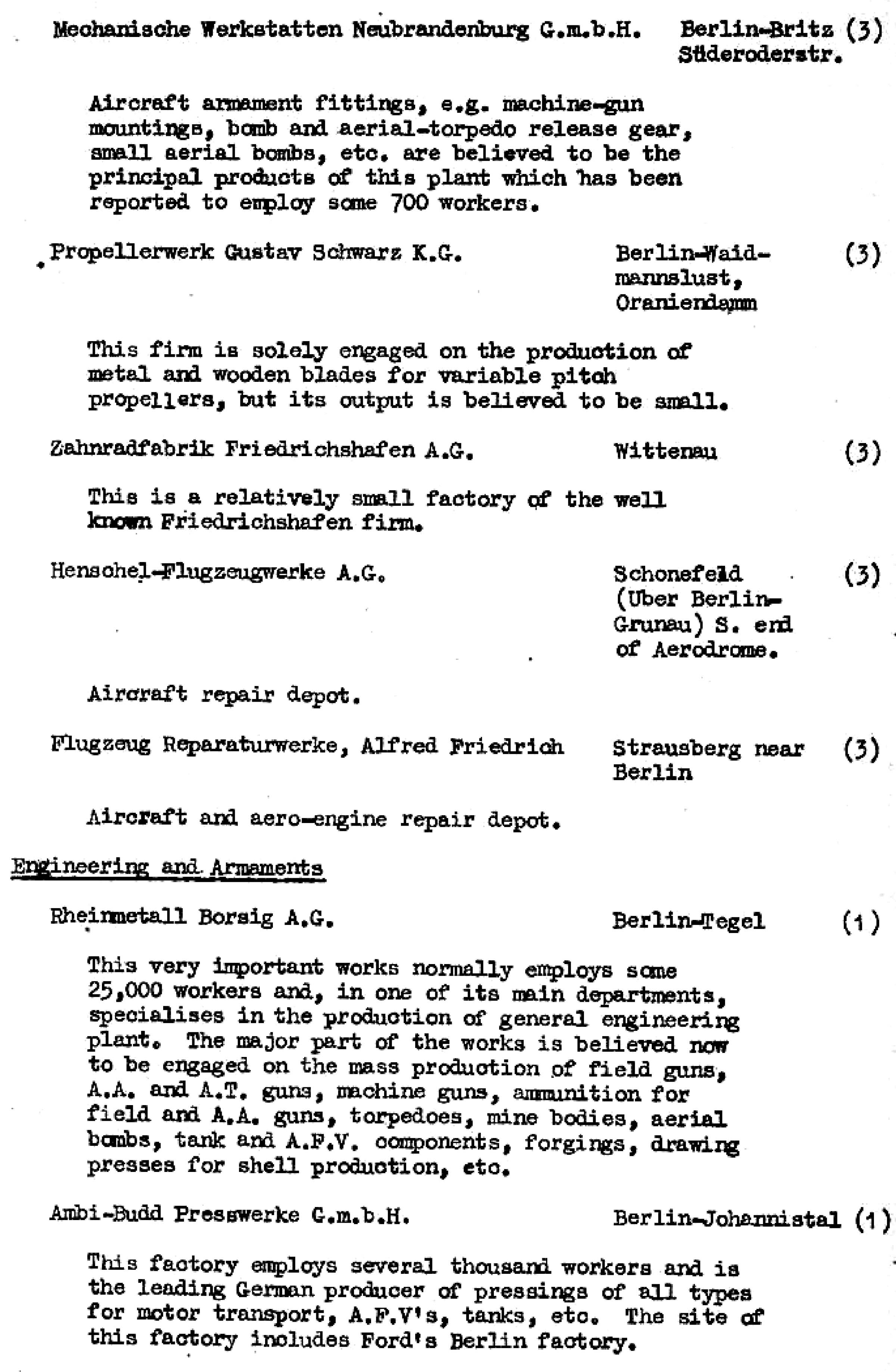 Die Ziele der alliierten Luftangriffe in Berlin im Zeiten Weltkrieg im Bomber's Baedeker - Originaldokument Seite 45