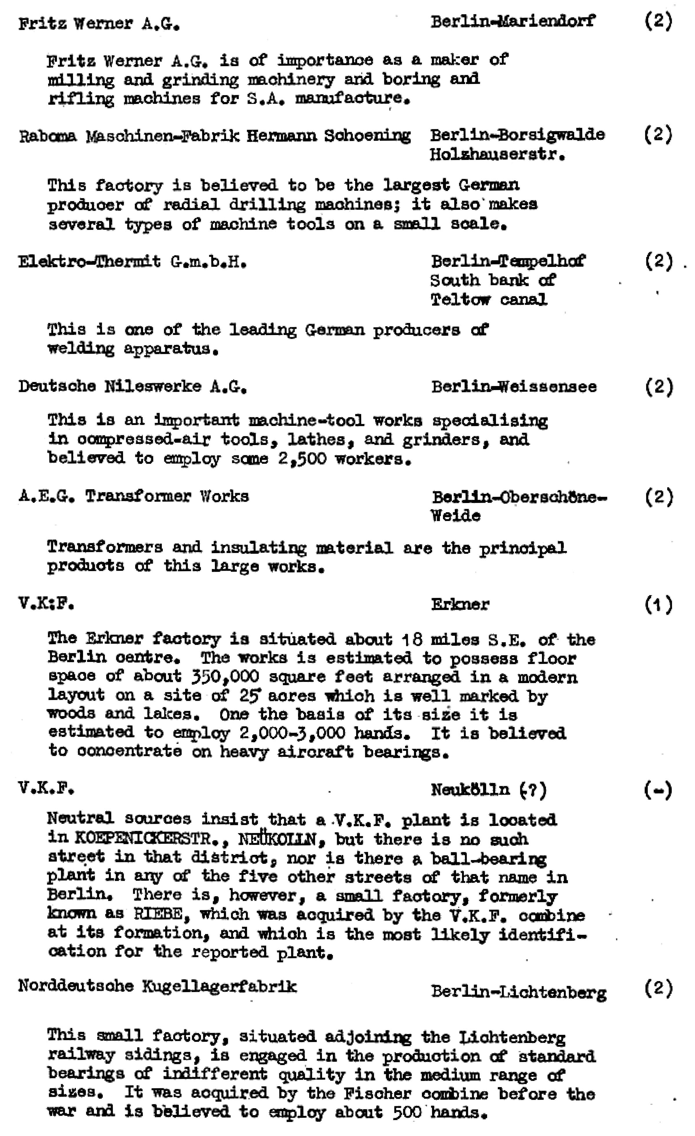 Die Ziele der alliierten Luftangriffe in Berlin im Zeiten Weltkrieg im Bomber's Baedeker - Originaldokument Seite 51
