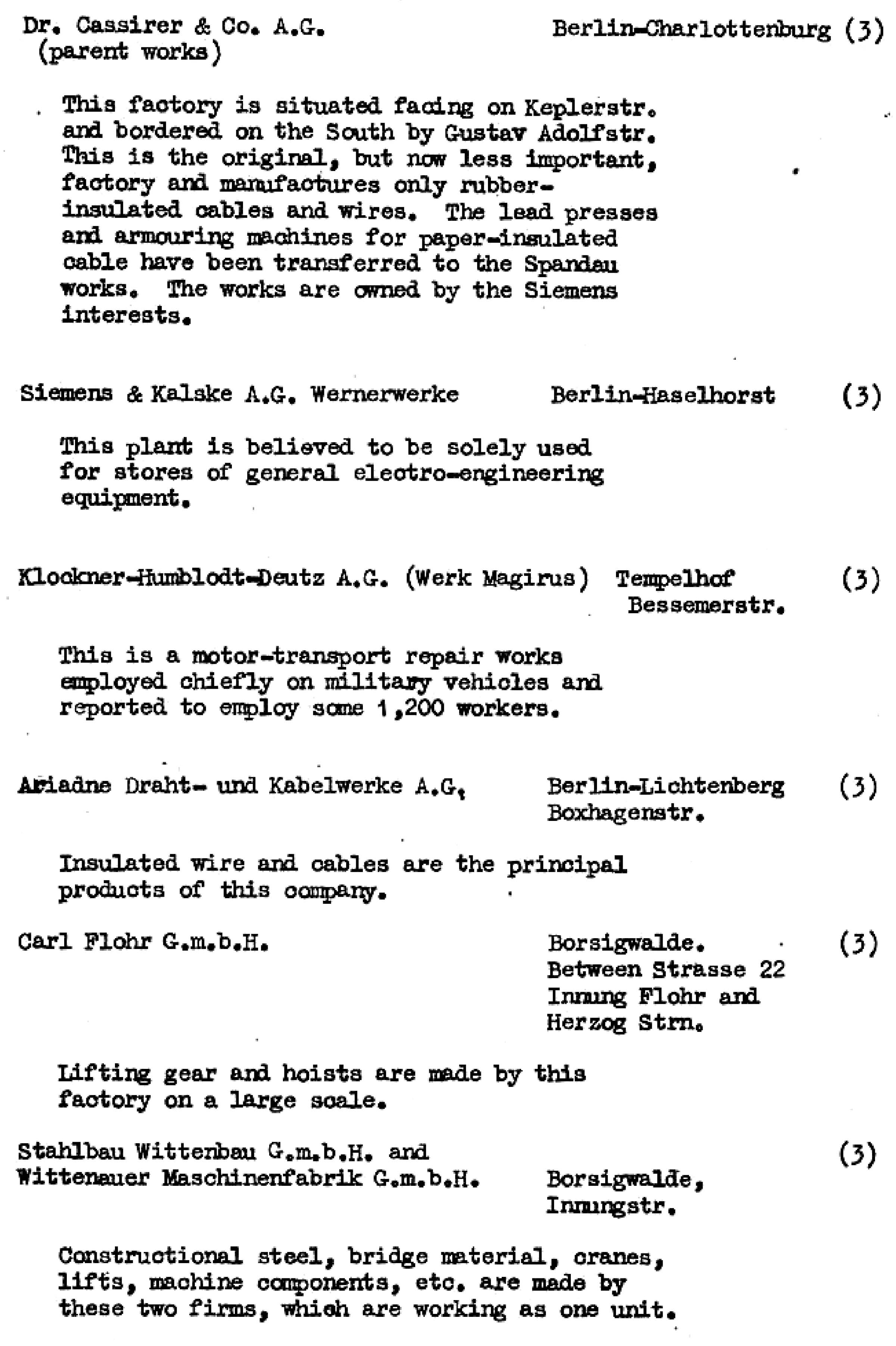 Die Ziele der alliierten Luftangriffe in Berlin im Zeiten Weltkrieg im Bomber's Baedeker - Originaldokument Seite 54