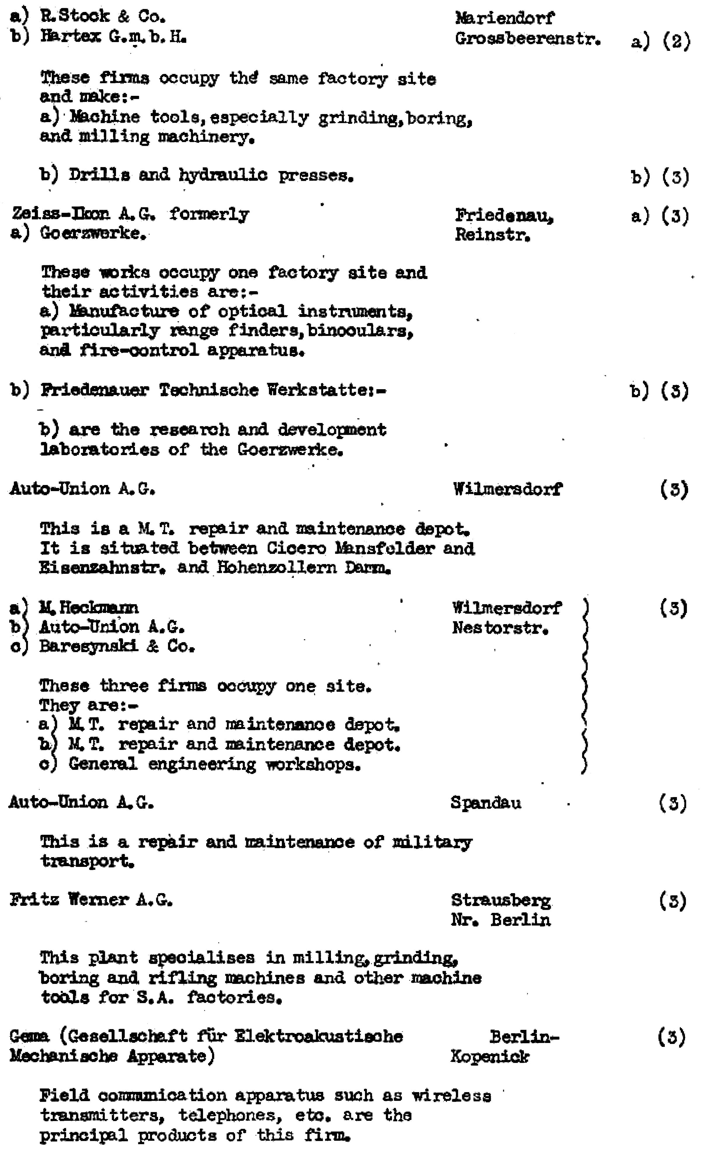 Die Ziele der alliierten Luftangriffe in Berlin im Zeiten Weltkrieg im Bomber's Baedeker - Originaldokument Seite 56