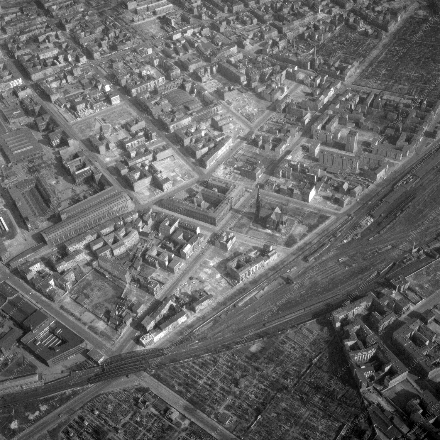 Alte Fotos und Luftbilder von Berlin - Luftbildaufnahme Nr. 04 - Historische Luftaufnahmen von West-Berlin aus dem Jahr 1954 - Flugstrecke Romeo