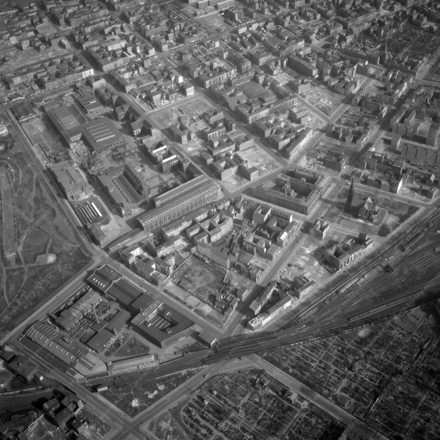 Alte Fotos und Luftbilder von Berlin - Luftbildaufnahme Nr. 05 - Historische Luftaufnahmen von West-Berlin aus dem Jahr 1954 - Flugstrecke Romeo