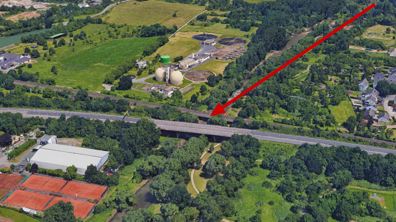Eisenbahnbrücke Sinzig - Ansicht mit Google Maps