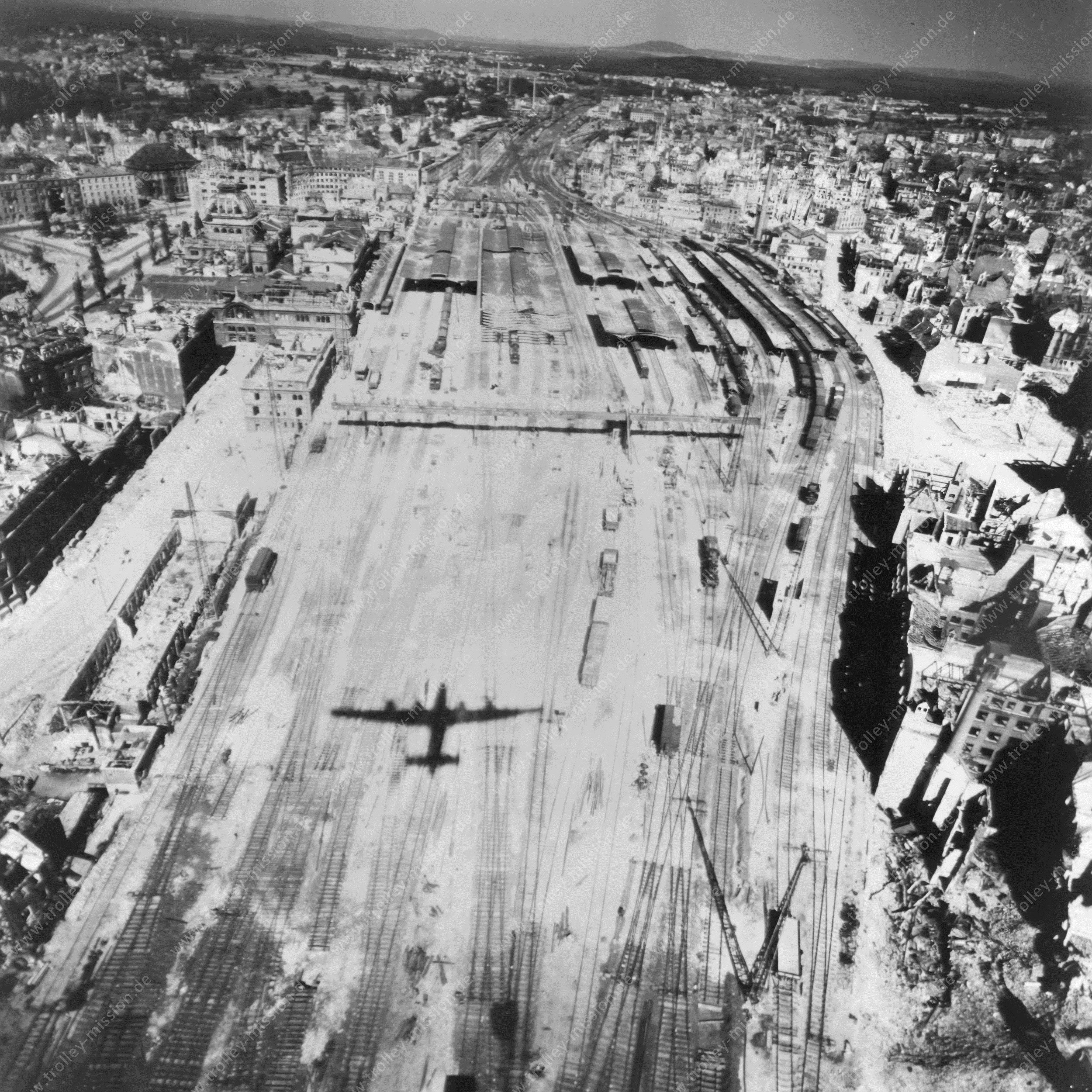 Luftaufnahme Nürnberg Hauptbahnhof im Zweiten Weltkrieg