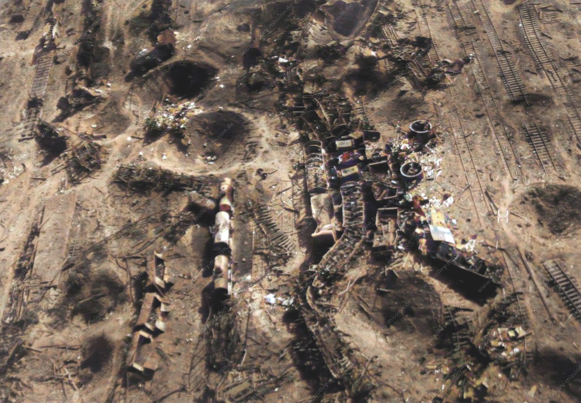 Farbbild Celle 1945 - Luftbild nach den Bombenangriffen im Zweiten Weltkrieg