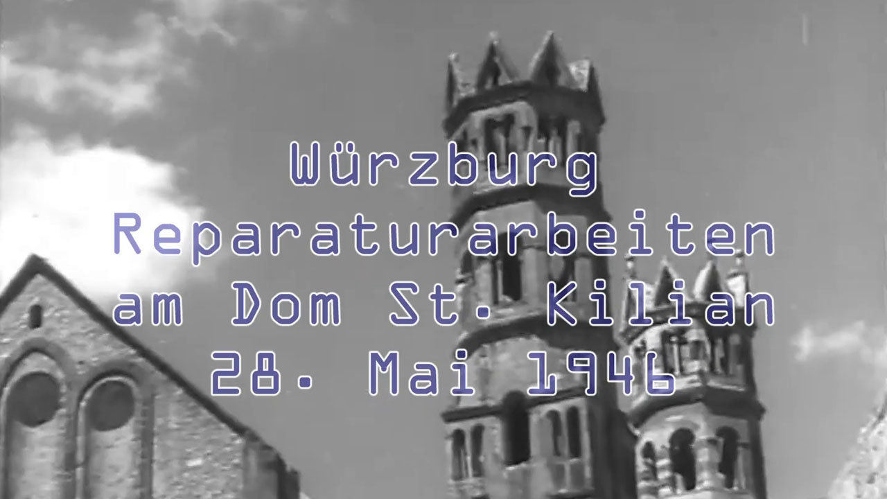 Würzburger Dom St. Kilian 1946 - Reparatur der Dachkonstruktion