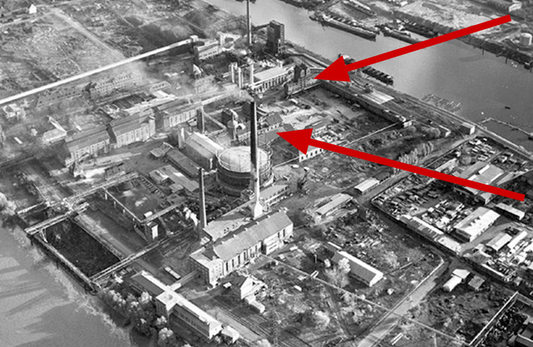 Historisches Luftbild der Kraftwerke Mainz-Wiesbaden AG