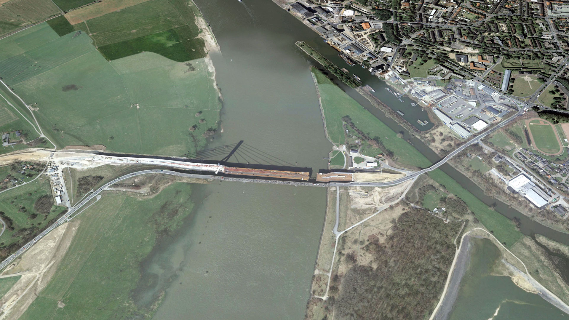 Rheinbabenbrücke 2009 via Google Earth