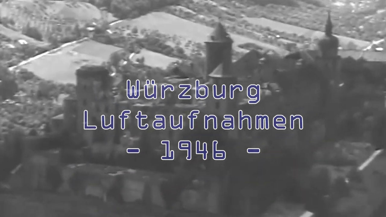 Würzburg Luftaufnahmen 1946 - Festung Marienberg und Altstadt nach dem Zweiten Weltkrieg