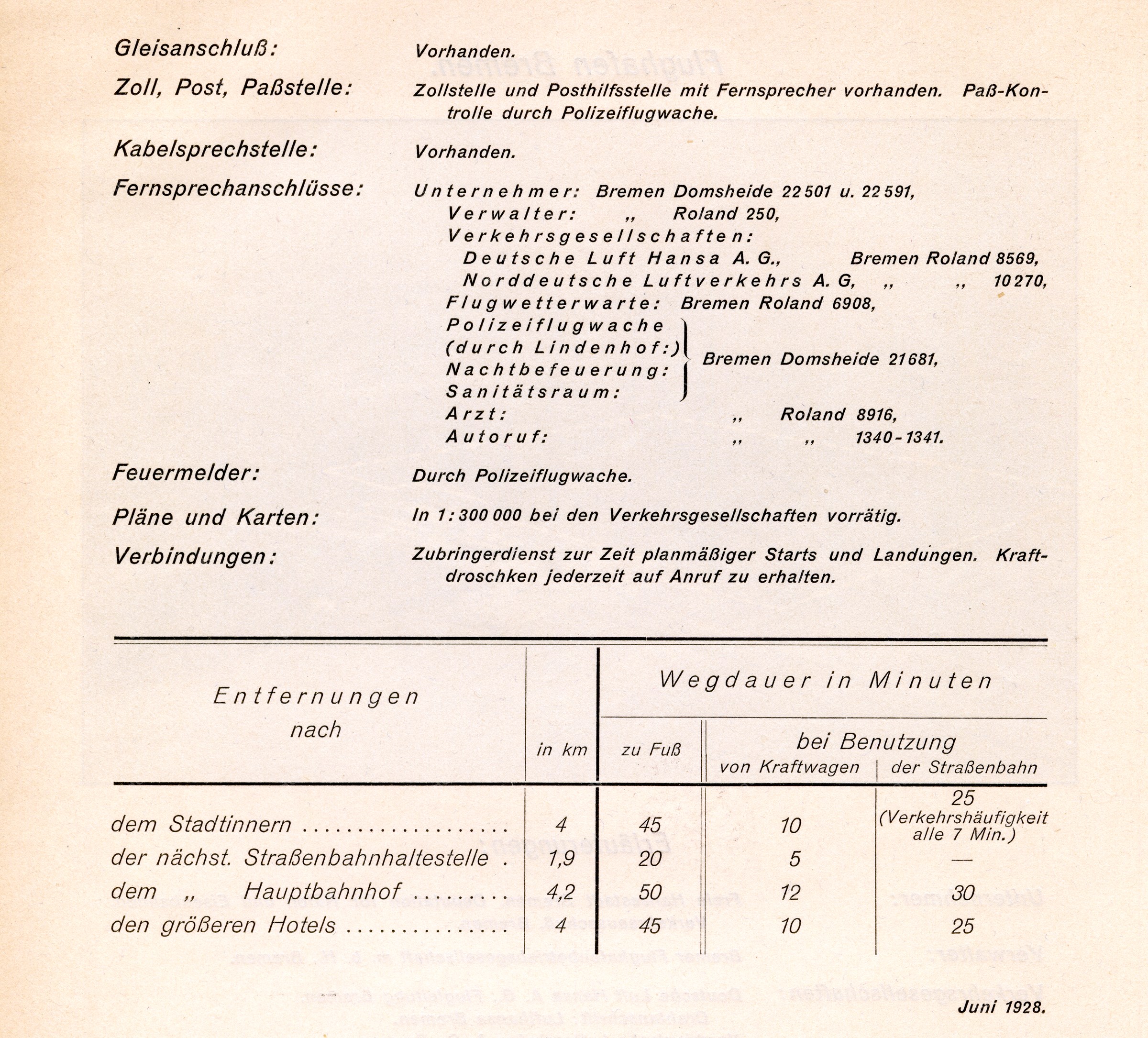 Flugplatz Bremen - Flughandbuch für das Deutsche Reich