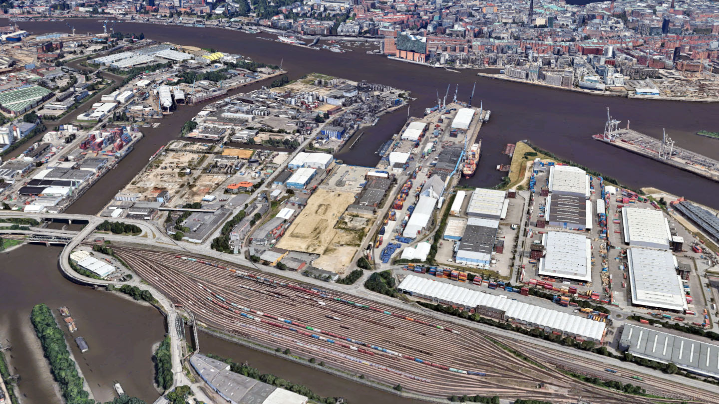 Luftbild Hamburger Hafen am Veddeler Damm