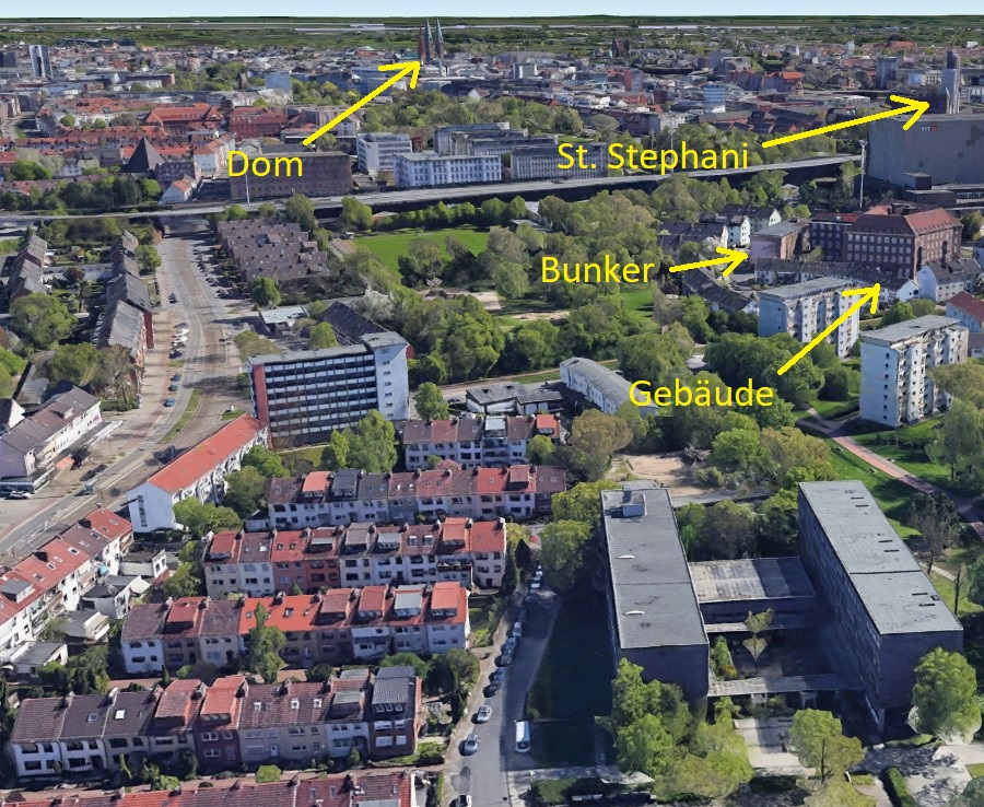 Google Earth Abbildung von Bremen im Zweiten Weltkrieg