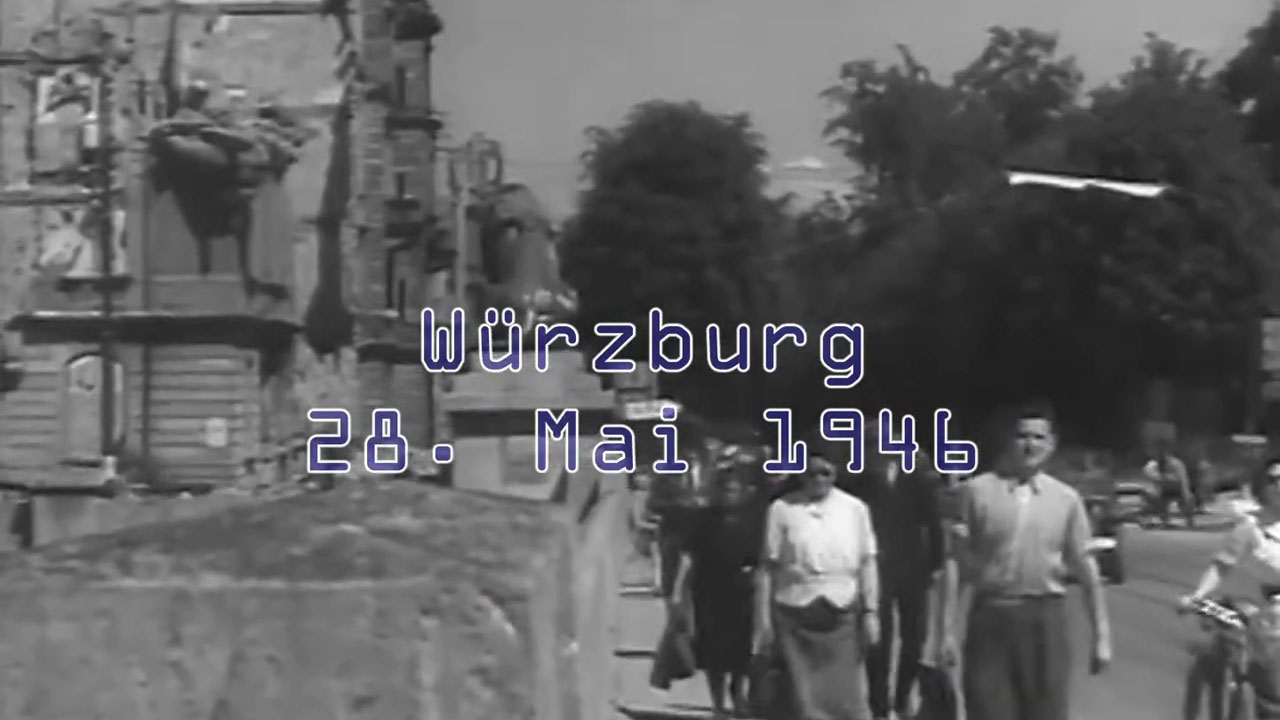 Würzburg 1946 - Wiederaufbau und Nachkriegszeit - Dampfkran am Main