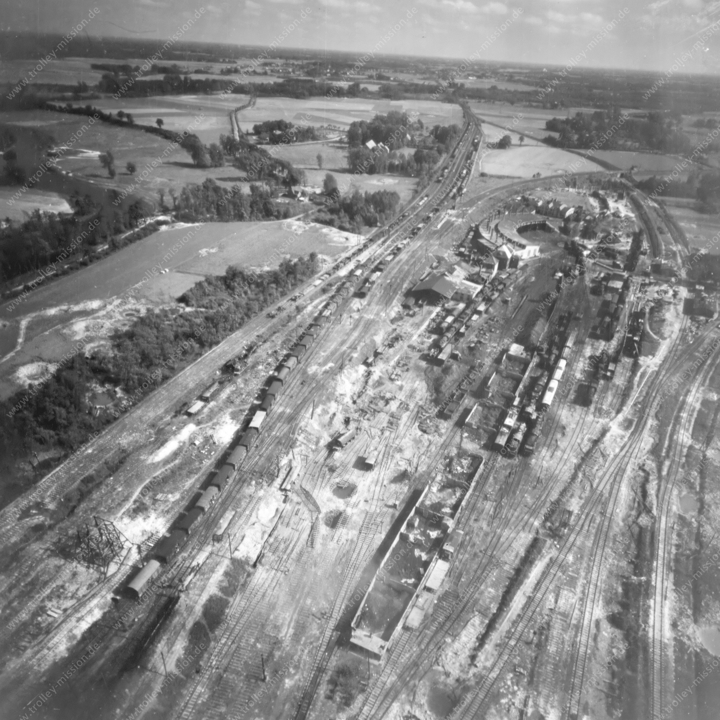 Bahnbetriebswerk Rheine - Luftaufnahme nach dem Zweiten Weltkrieg