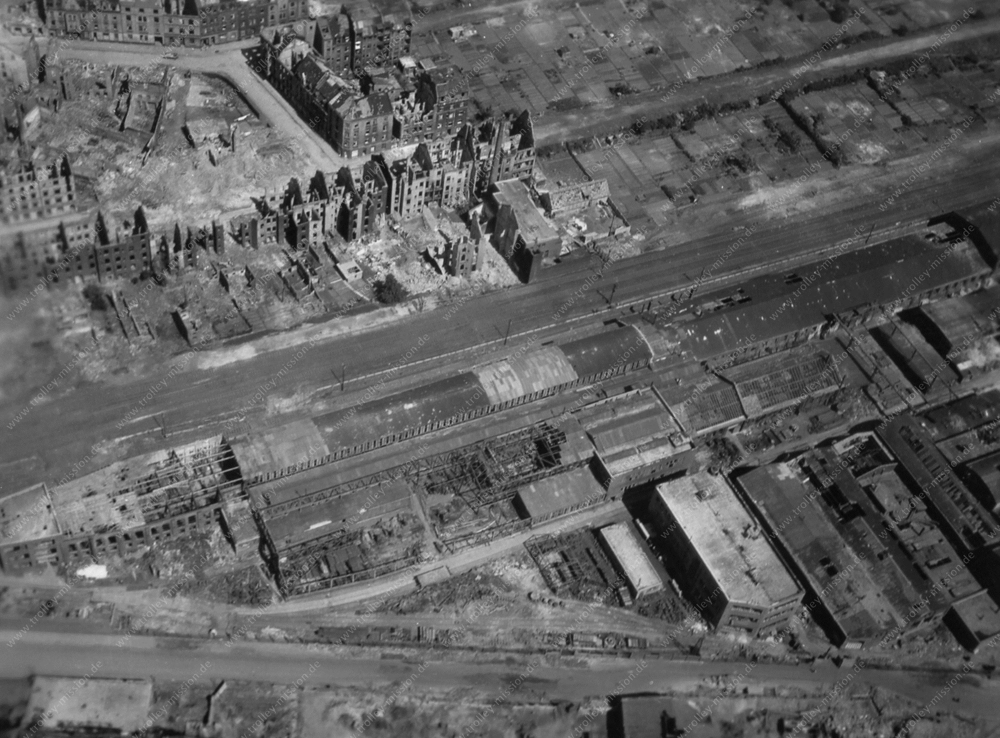 Dortmund from above: Aerial view after Allied air raids in World War II