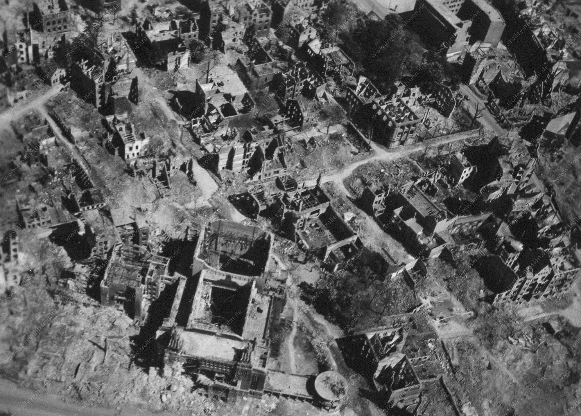 Dortmund from above: Aerial view after Allied air raids in World War II