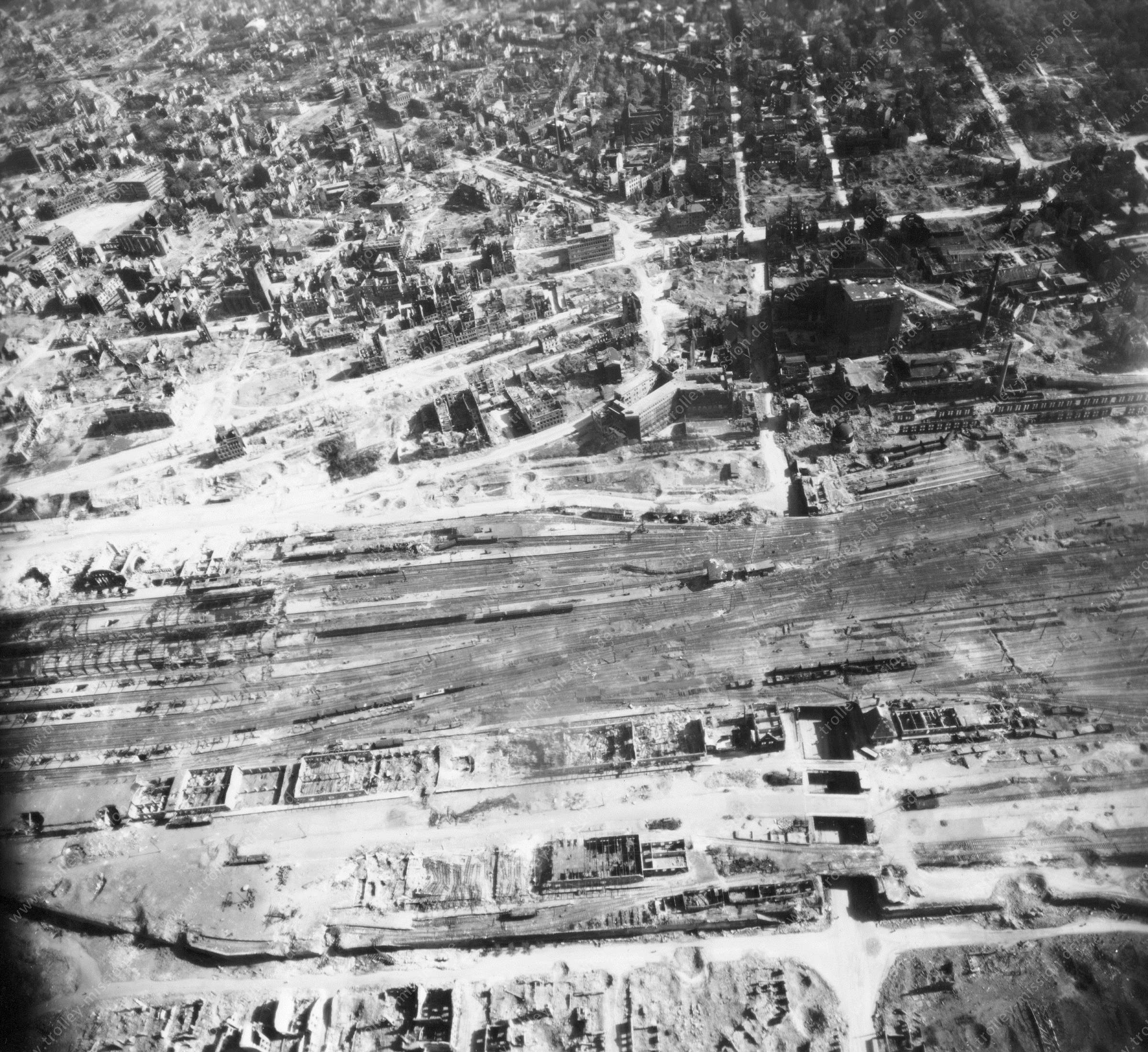 Dortmund from above: Aerial view after Allied air raids in World War II