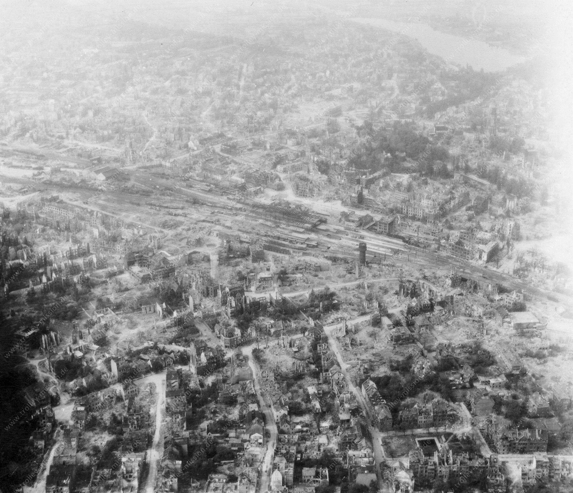 Muenster from above: Aerial view after Allied air raids in World War II